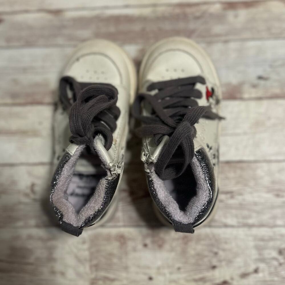 Zara Disney Minnie Mouse Glitter High Tops Girls Size 25 Lace Up Zip Sneaker - Picture 4 of 6